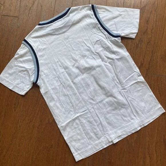 Fred Perry Rare VTG Collared White Vest Tee Large - Picture 3 of 4